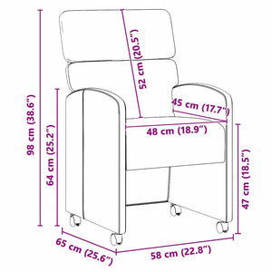 Esszimmerstühle Weiß mit Rollen, 2er Set