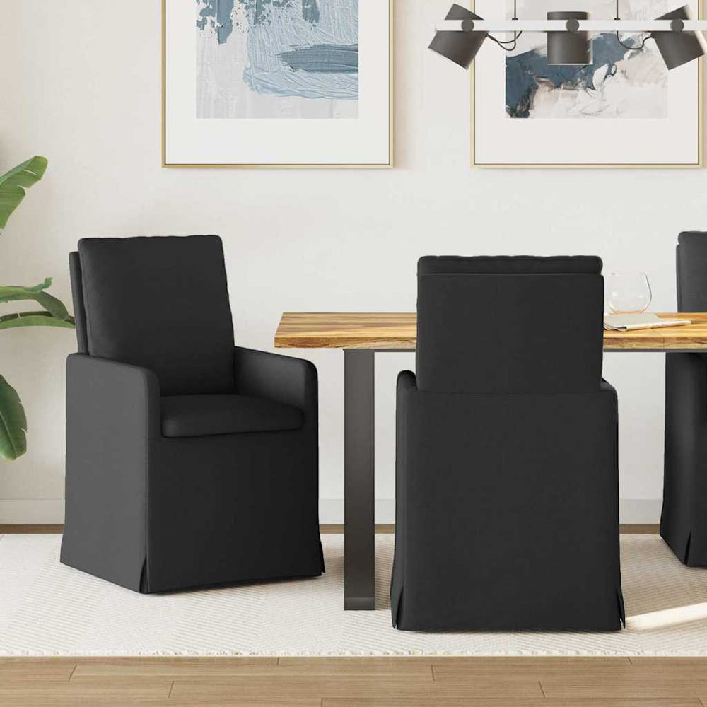 Esszimmerstühle 2er Set Schwarz Stoff