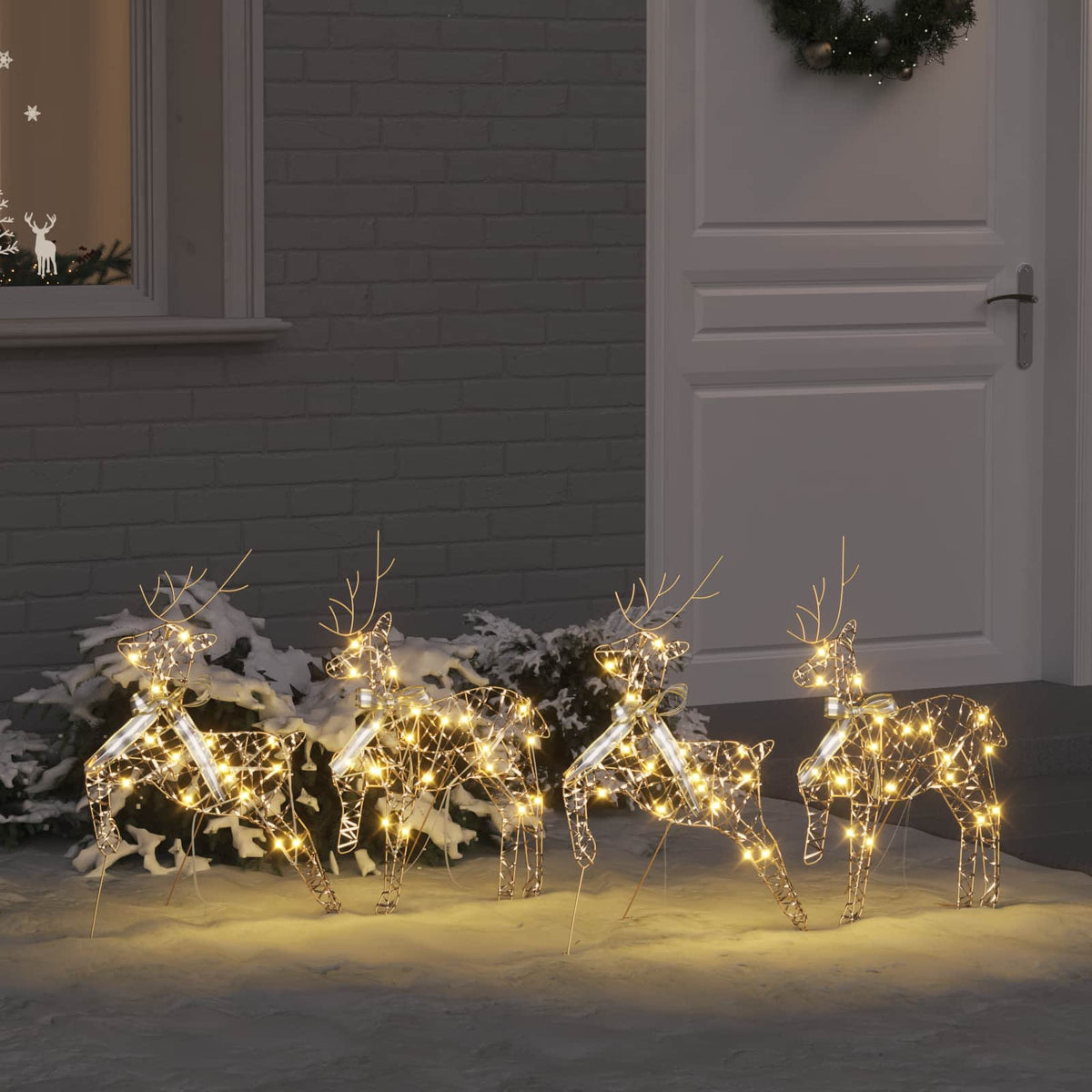 vidaXL LED Reindeer with 80 LEDs 4 pcs Gold PET