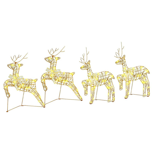 vidaXL LED Reindeer with 80 LEDs 4 pcs Gold PET