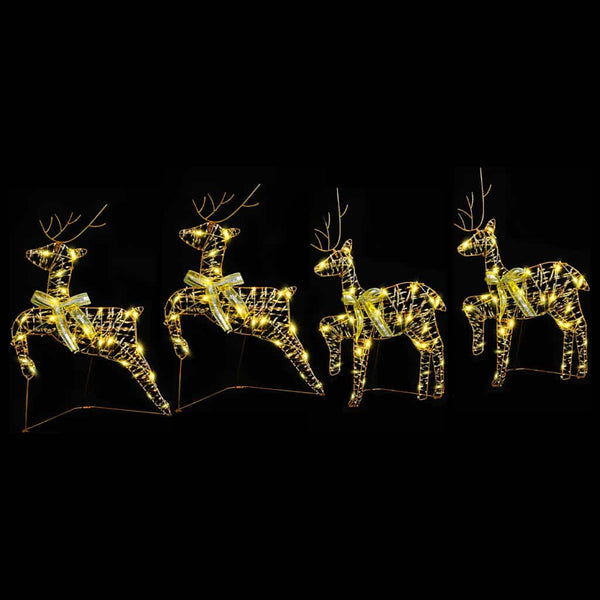 vidaXL LED Reindeer with 80 LEDs 4 pcs Gold PET