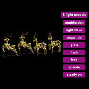 vidaXL LED Reindeer with 80 LEDs 4 pcs Gold PET