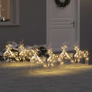 vidaXL LED Reindeer with 180 LEDs 6 pcs Gold PET
