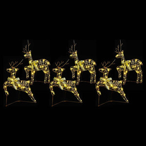 vidaXL LED Reindeer with 180 LEDs 6 pcs Gold PET