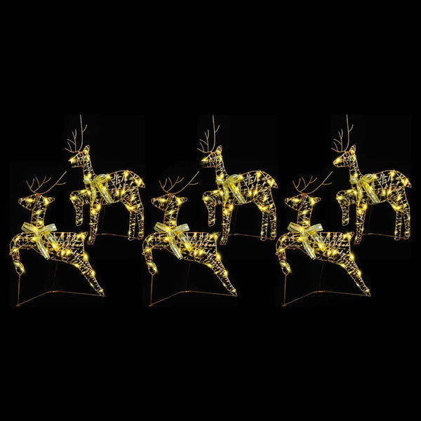 vidaXL LED Reindeer with 180 LEDs 6 pcs Gold PET