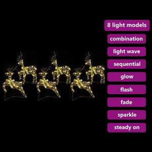 vidaXL LED Reindeer with 180 LEDs 6 pcs Gold PET