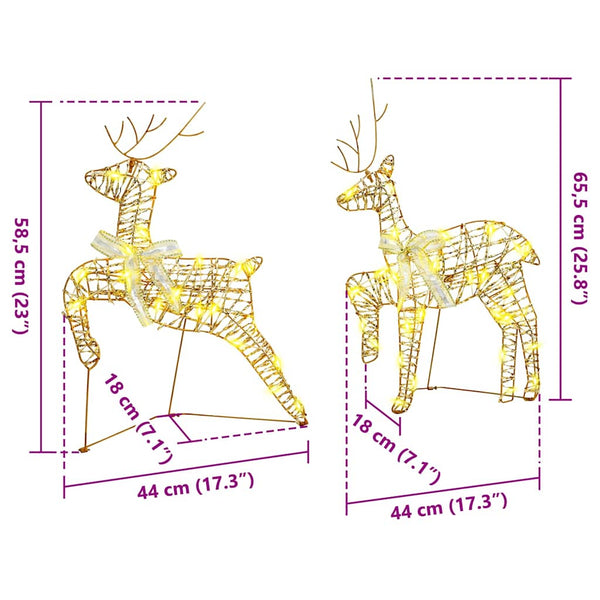 vidaXL LED Reindeer with 180 LEDs 6 pcs Gold PET