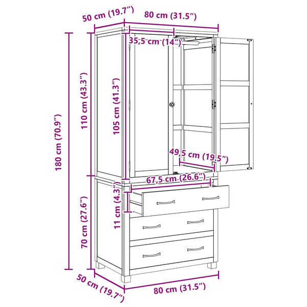 vidaXL Storage Cabinet Set with Drawers Brown Engineered Wood