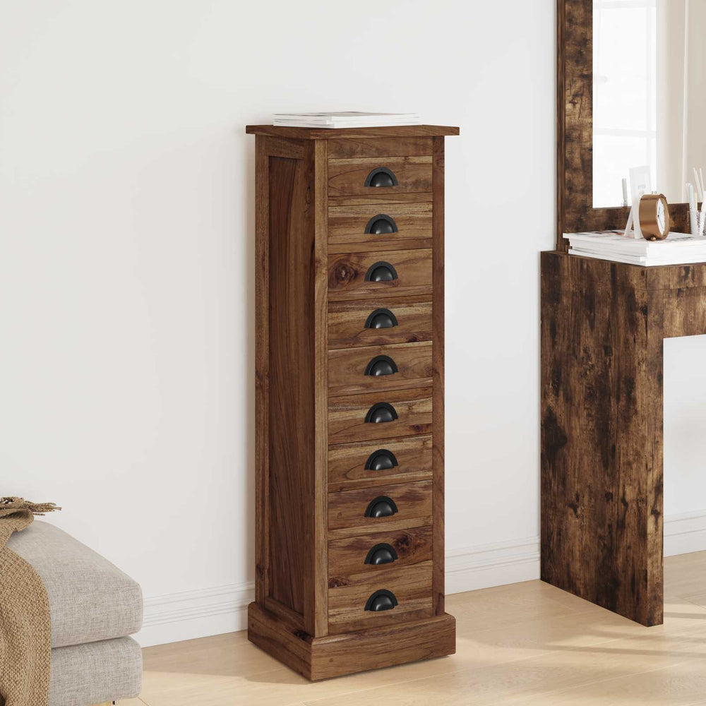 vidaXL Chest of Drawers Natural 35 x 30 x 110 cm Solid Teak Wood