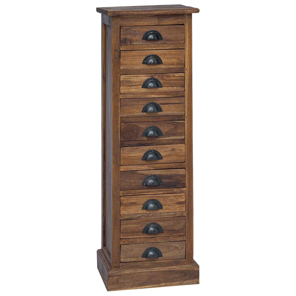 vidaXL Chest of Drawers Natural 35 x 30 x 110 cm Solid Teak Wood