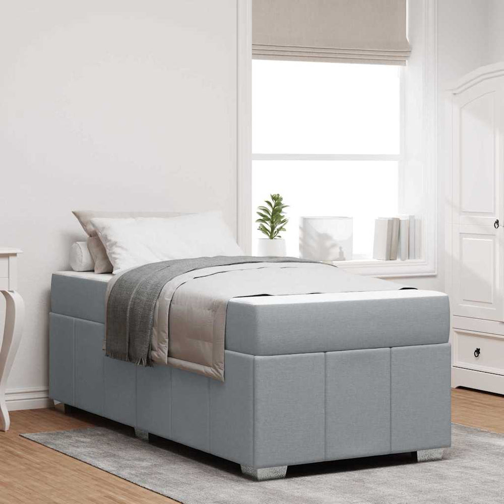 vidaXL Bed Frame with Mattress Light Grey 90 x 190 cm Fabric