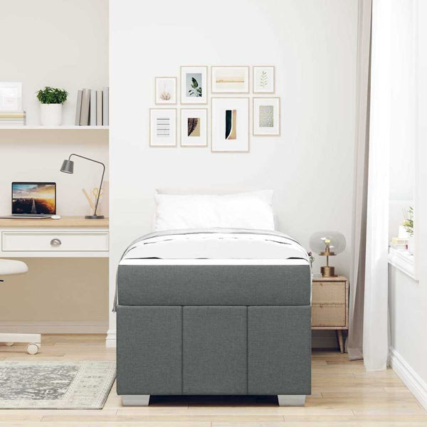 vidaXL Bed Frame with Mattress Dark Gray 90 x 190 cm Fabric