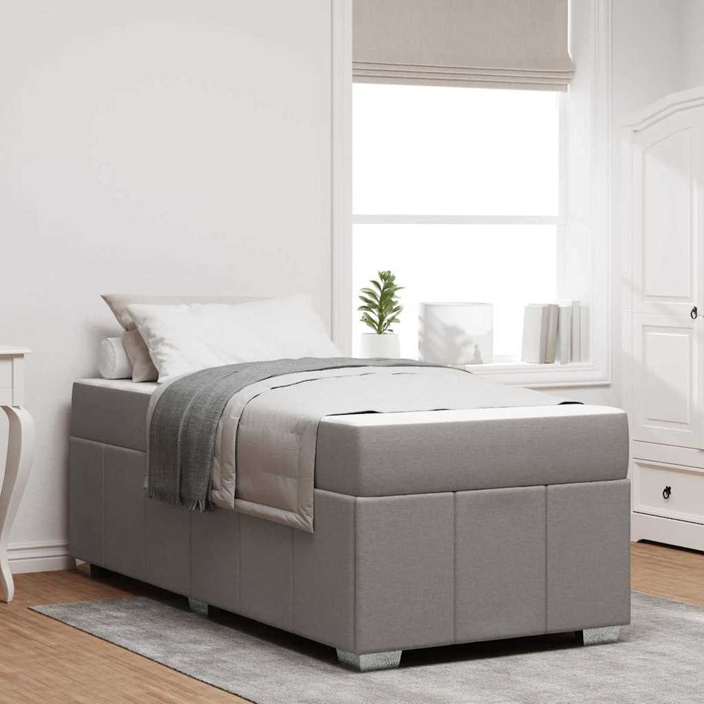 vidaXL Bed Frame with Mattress Taupe 90 x 190 cm Fabric