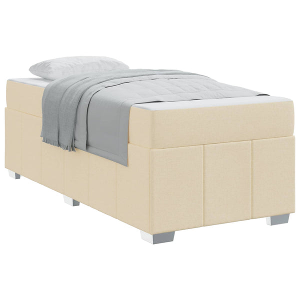 vidaXL Bed Frame with Mattress Cream 90 x 190 cm Fabric