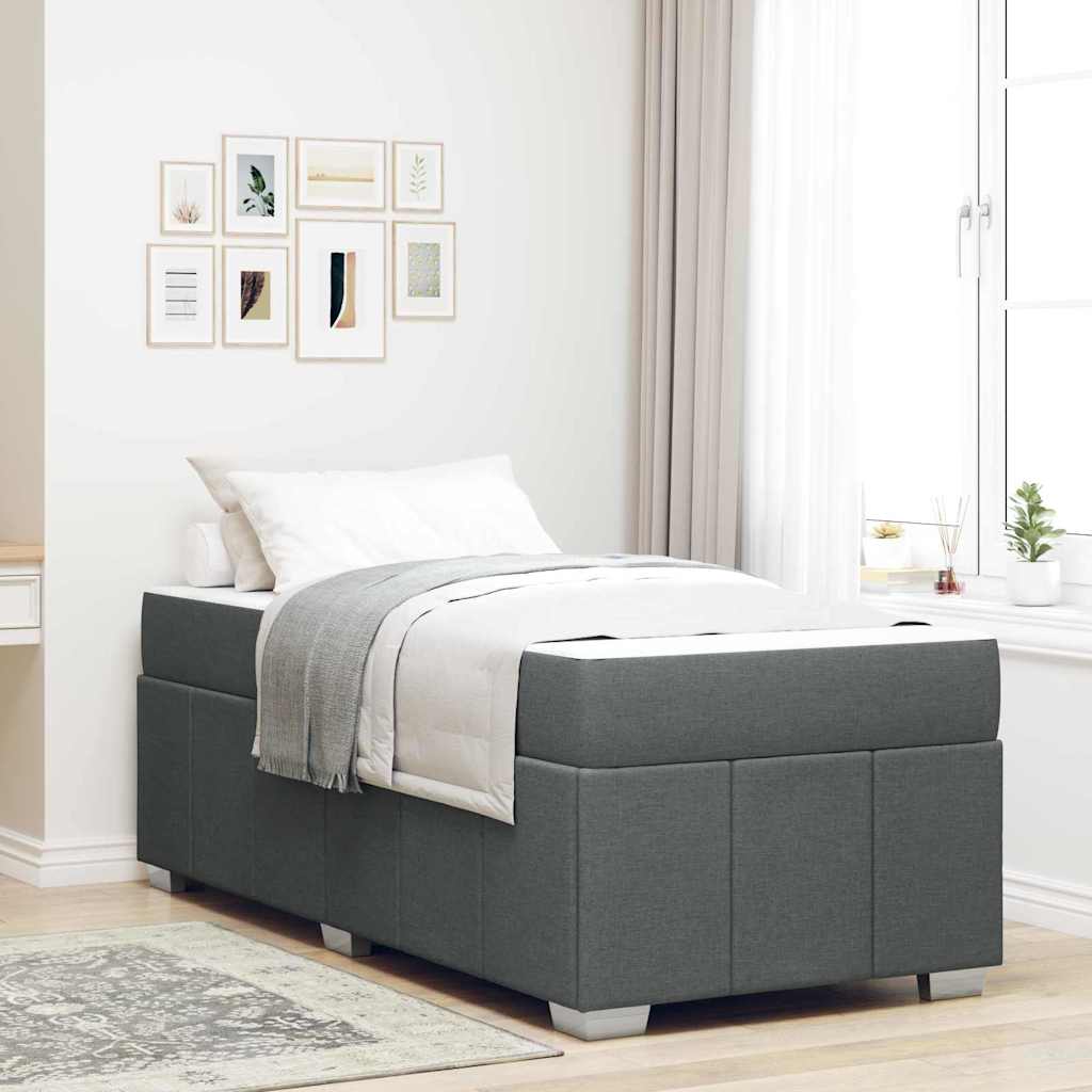 vidaXL Bed Frame with Mattress Dark Grey 90 x 200 cm Fabric