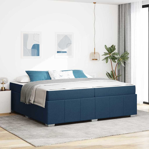 vidaXL Bed Frame with Mattress Blue 200 x 200 cm Fabric