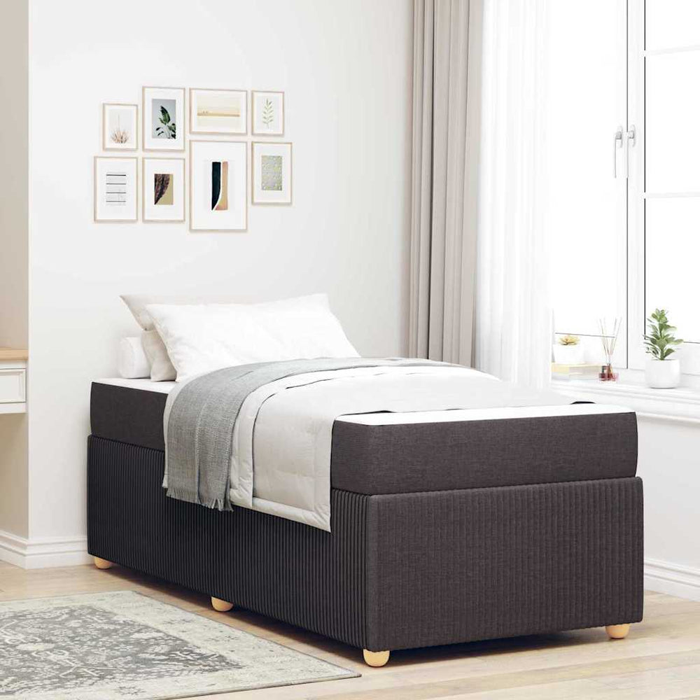vidaXL Bed Frame with Mattress Dark Brown 80 x 200 cm Fabric