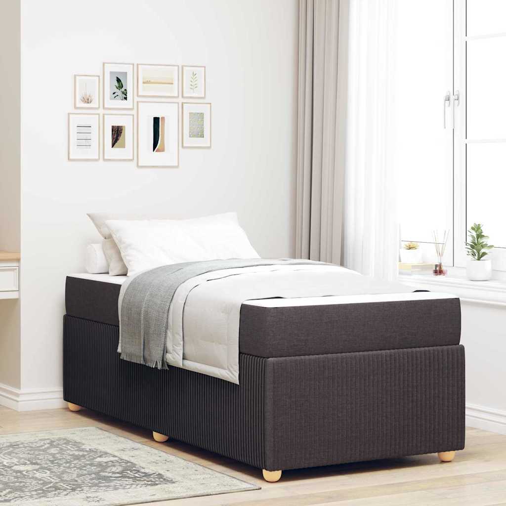 vidaXL Bed Frame with Mattress Dark Brown 90 x 190 cm Fabric