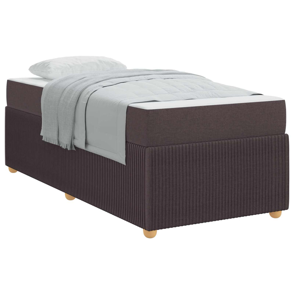 vidaXL Bed Frame with Mattress Dark Brown 90 x 190 cm Fabric