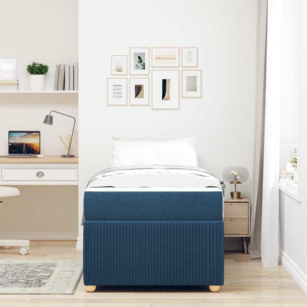vidaXL Bed Frame with Mattress Blue 90 x 190 cm Fabric
