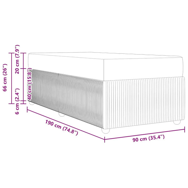 vidaXL Bed Frame with Mattress Blue 90 x 190 cm Fabric