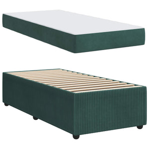 vidaXL Bed Frame with Mattress Dark Green 90 x 190 cm Fabric