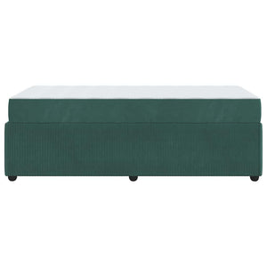 vidaXL Bed Frame with Mattress Dark Green 90 x 190 cm Fabric