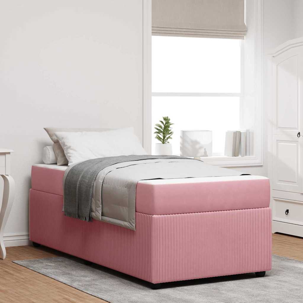 vidaXL Bed Frame with Mattress Pink 90 x 190 cm Fabric