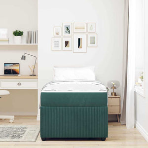 vidaXL Bed Frame with Mattress Dark Green 90 x 200 cm Fabric