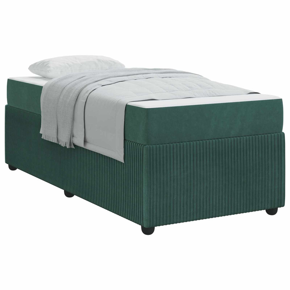 vidaXL Bed Frame with Mattress Dark Green 90 x 200 cm Fabric