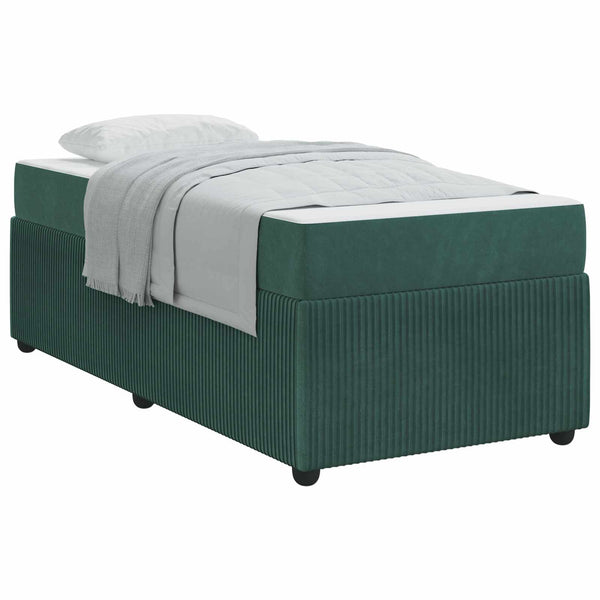 vidaXL Bed Frame with Mattress Dark Green 90 x 200 cm Fabric