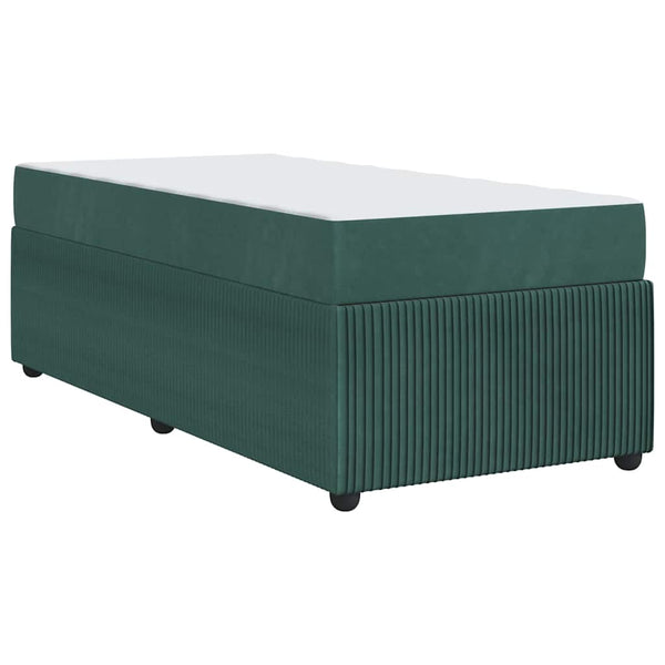 vidaXL Bed Frame with Mattress Dark Green 90 x 200 cm Fabric