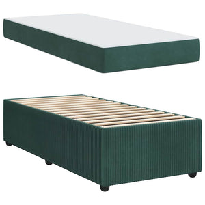vidaXL Bed Frame with Mattress Dark Green 100 x 200 cm Fabric