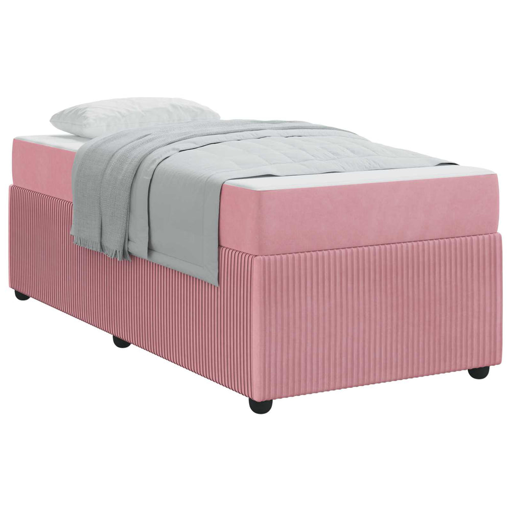 vidaXL Bed Frame with Mattress Pink 100 x 200 cm Fabric