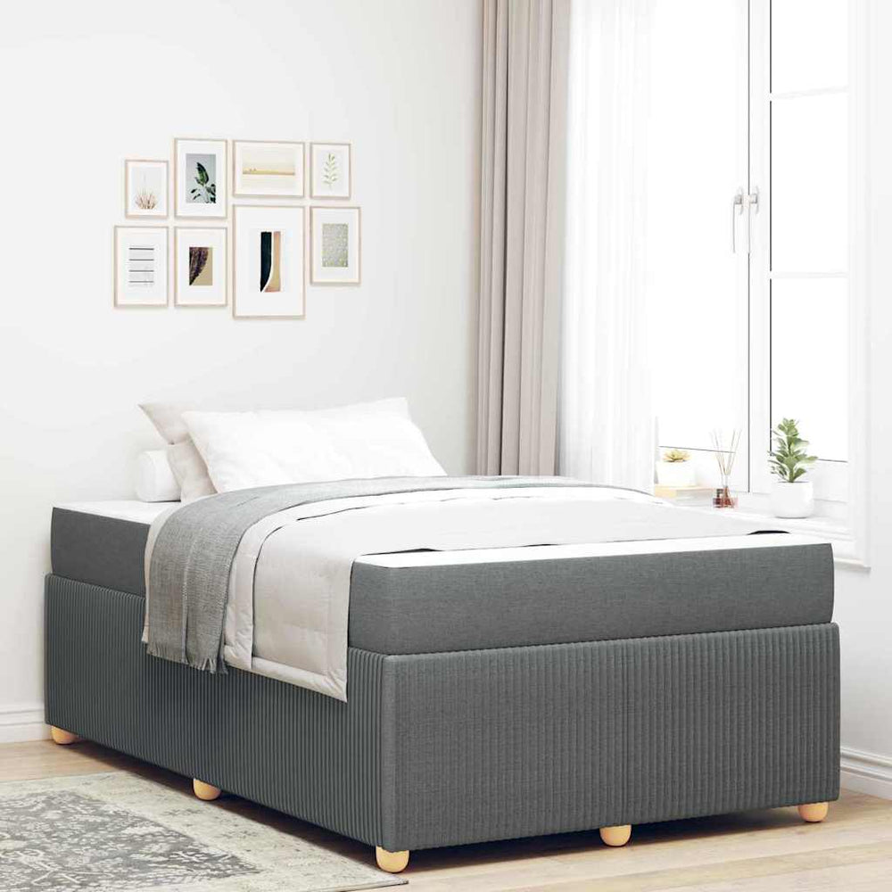 vidaXL Bed Frame with Mattress Dark Grey 120 x 190 cm Fabric