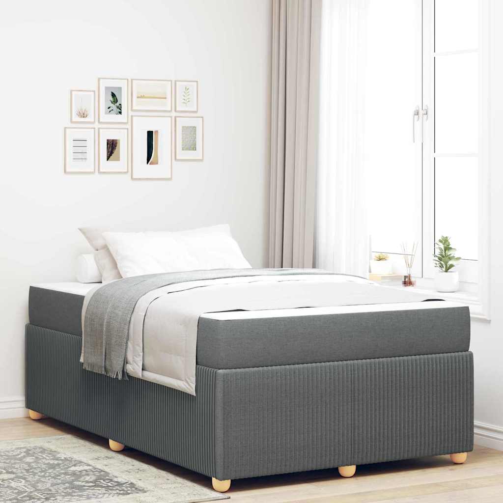 vidaXL Bed Frame with Mattress Dark Grey 120 x 190 cm Fabric