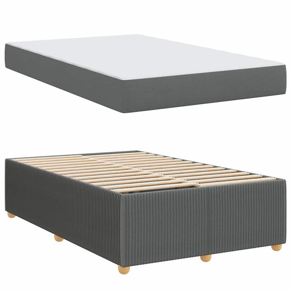 vidaXL Bed Frame with Mattress Dark Grey 120 x 190 cm Fabric
