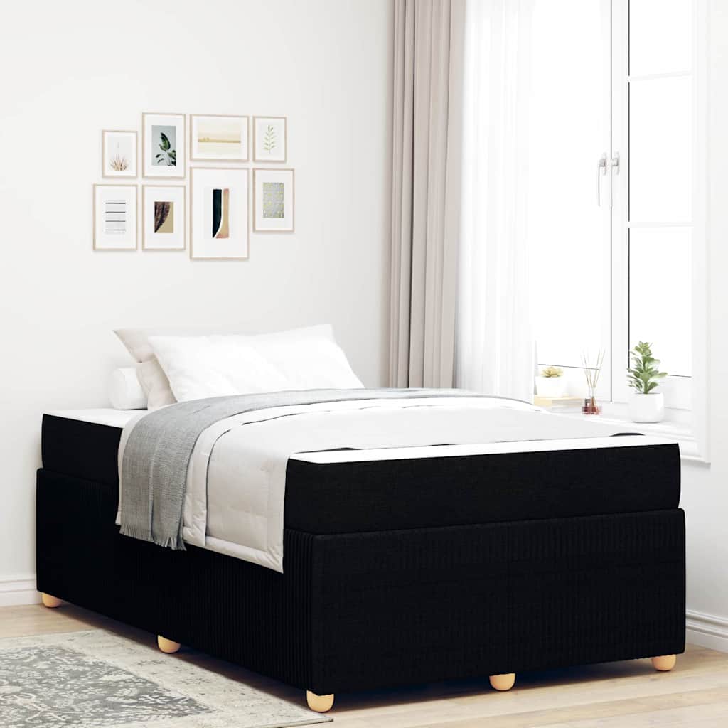 vidaXL Bed Frame with Mattress Black 120 x 190 cm Fabric