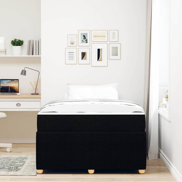 vidaXL Bed Frame with Mattress Black 120 x 190 cm Fabric
