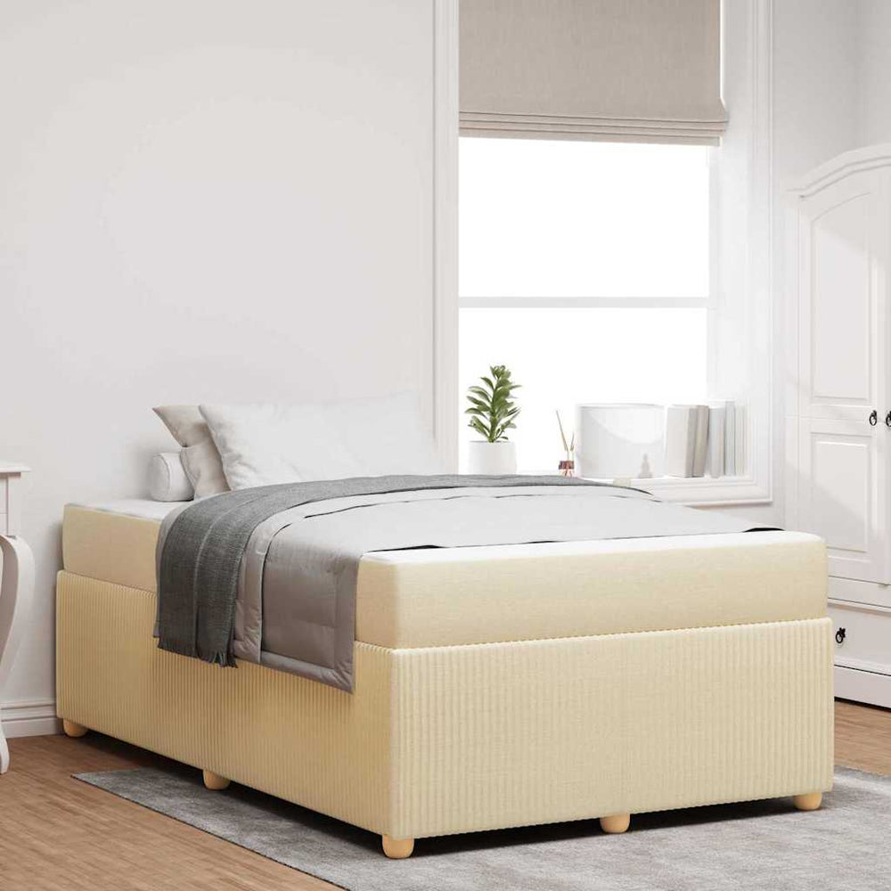 vidaXL Bed Frame with Mattress Cream 120 x 190 cm Fabric