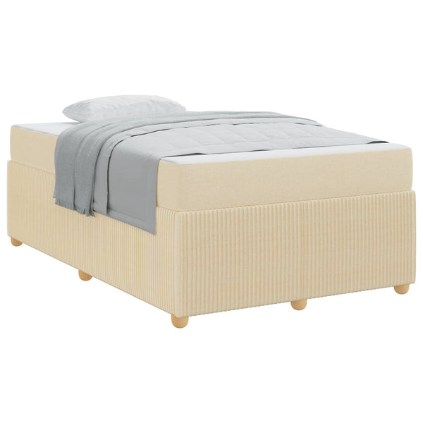 vidaXL Bed Frame with Mattress Cream 120 x 190 cm Fabric