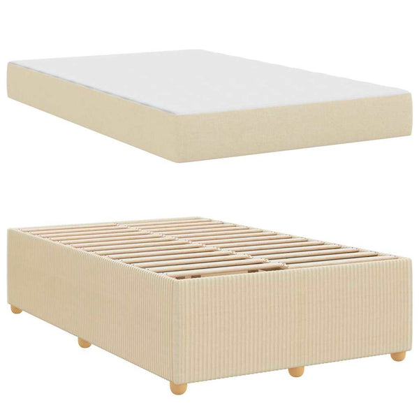vidaXL Bed Frame with Mattress Cream 120 x 190 cm Fabric