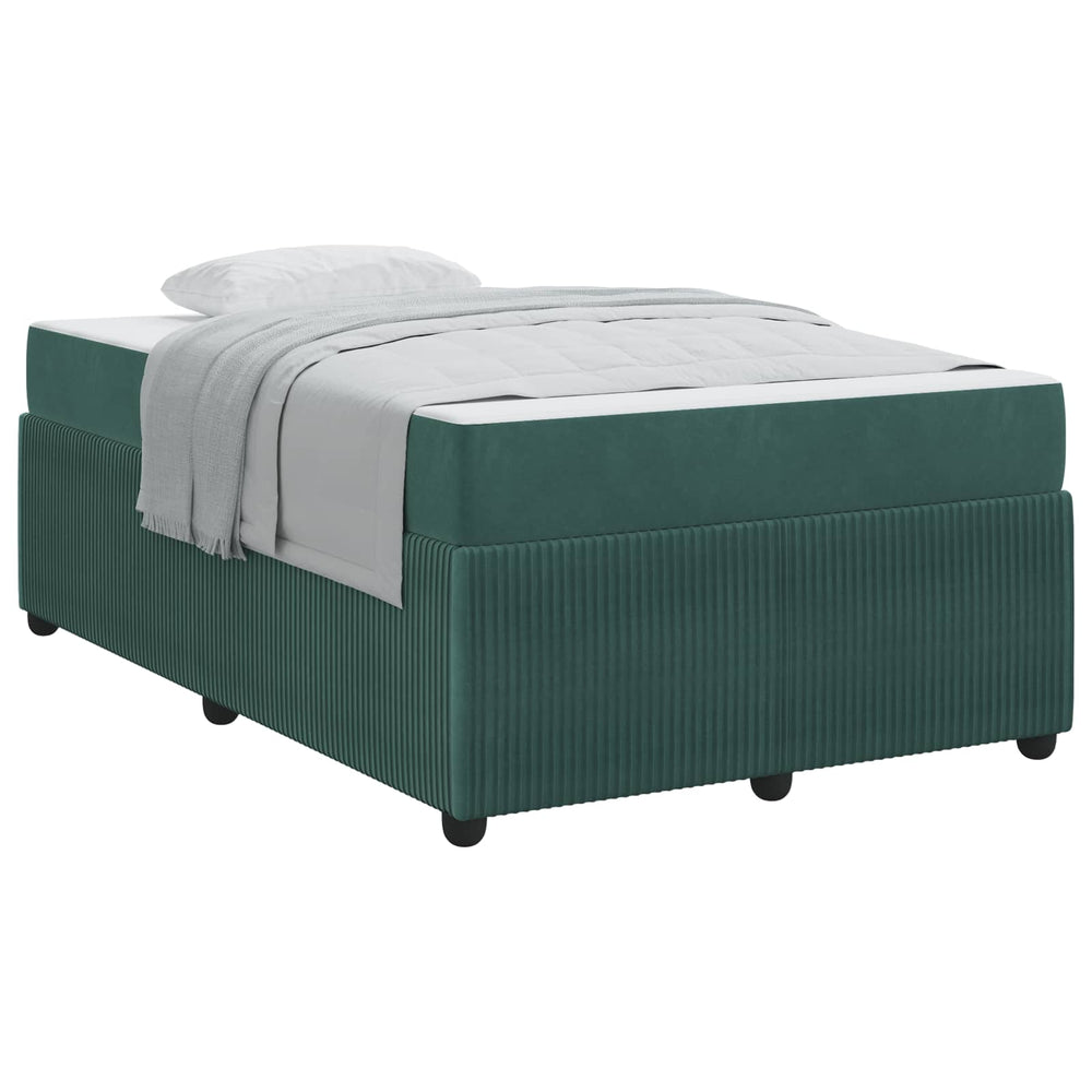 vidaXL Bed Frame with Mattress Dark Green 120 x 190 cm Fabric