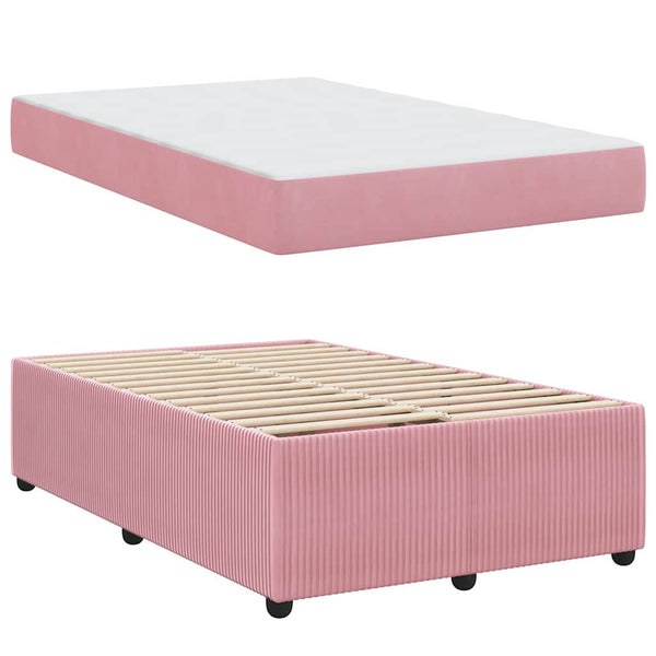 vidaXL Bed Frame with Mattress Pink 120 x 190 cm Fabric