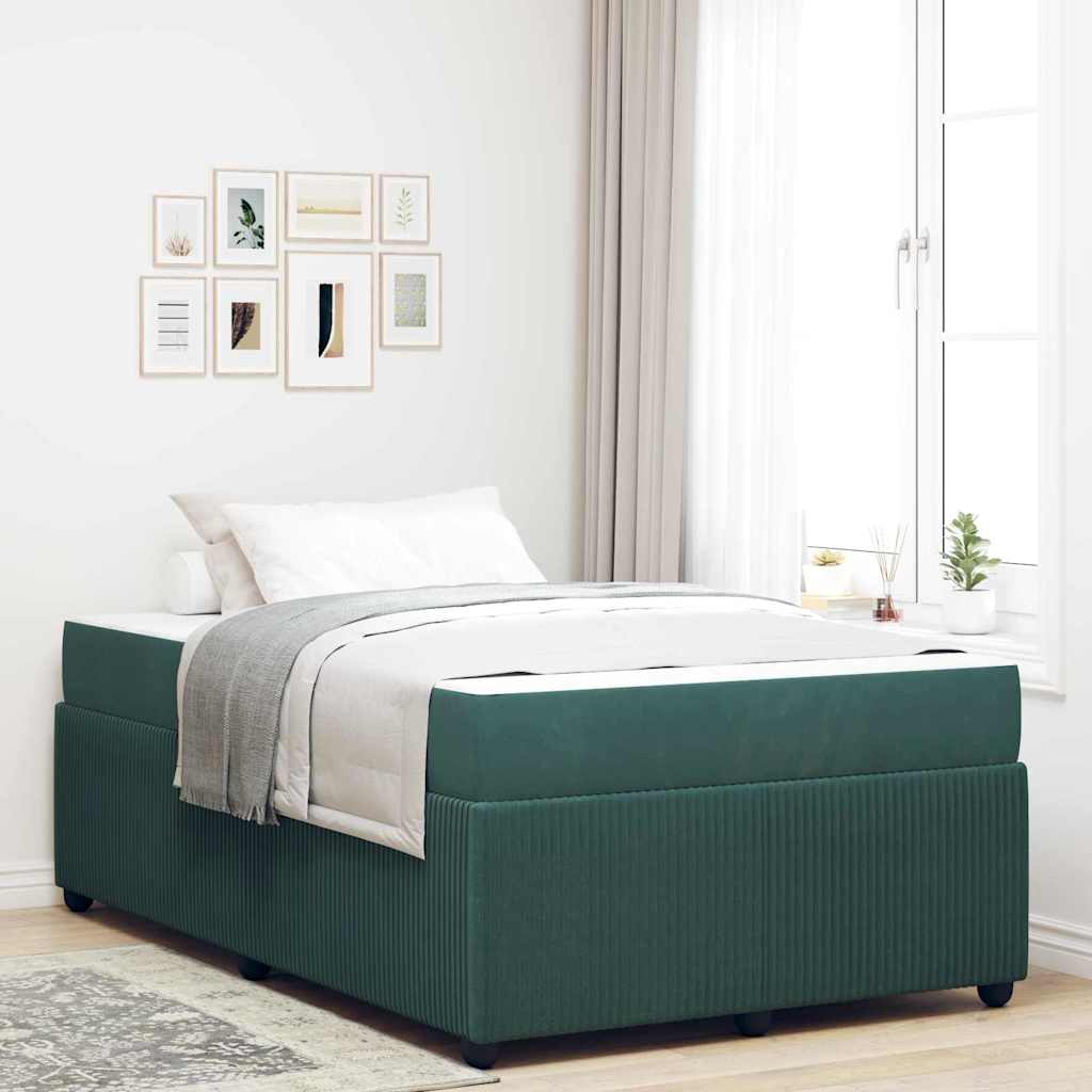 vidaXL Bed Frame with Mattress Dark Green 120 x 200 cm Fabric