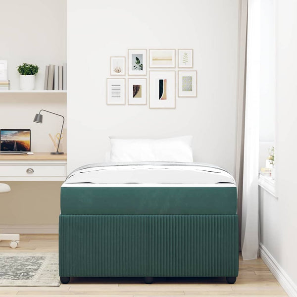 vidaXL Bed Frame with Mattress Dark Green 120 x 200 cm Fabric