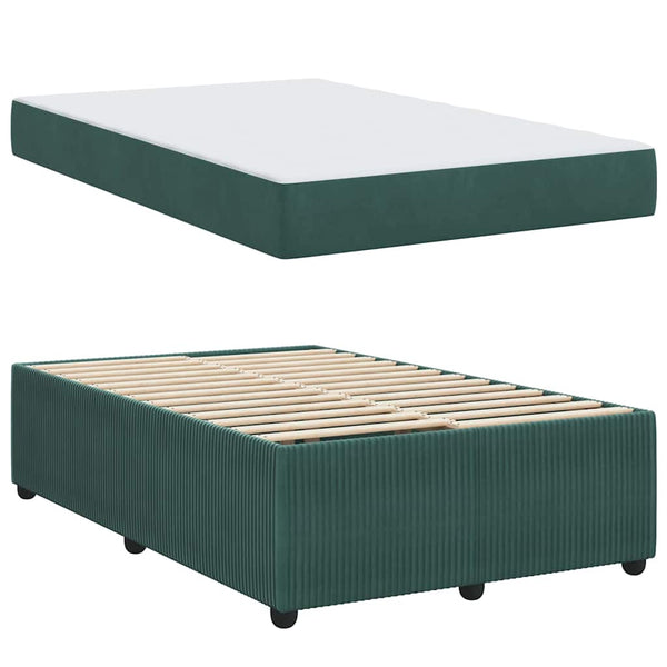 vidaXL Bed Frame with Mattress Dark Green 120 x 200 cm Fabric