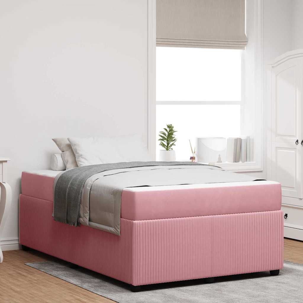 vidaXL Bed Frame with Mattress Pink 120 x 200 cm Fabric