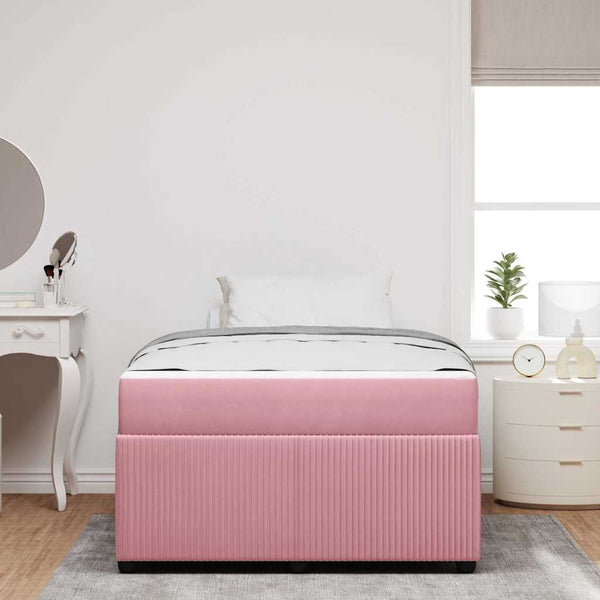 vidaXL Bed Frame with Mattress Pink 120 x 200 cm Fabric