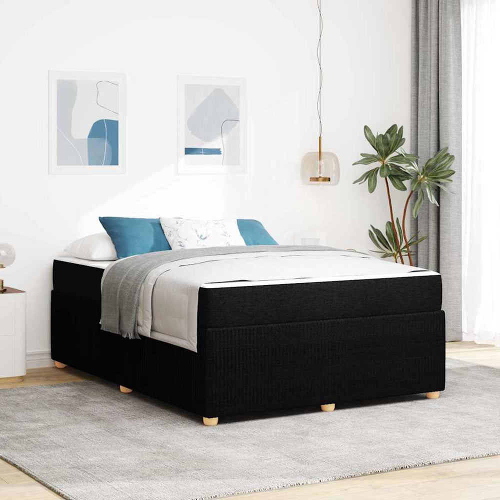 vidaXL Bed Frame with Mattress Black 140 x 200 cm Fabric